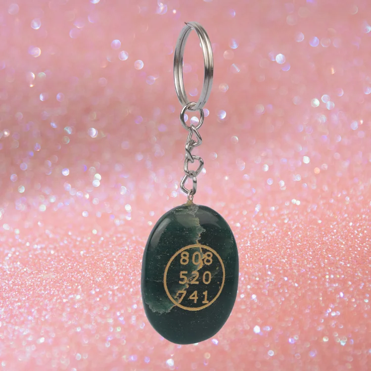 Natural Stones Green Jade Zibu Keychain